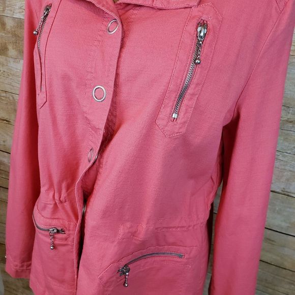Sz L *French Dressing* 🌺COQUETTE-Style🌺 Womens Pink Snap Jacket - Picture 5 of 8